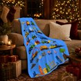 thumbnail image 3 of Colorful Construction Site Trucks Cranes Cartoonish Design, Playful Artistic Scene, Warm Flannel Blanket for Living Room and Bedroom, Bird Lovers Valentine's Day Gift, Artistic Home Decor, 3 of 9