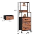 thumbnail image 5 of Satifur Tall LED Nightstand,Bedside Table with Charging Station,3 Fabric Drawers & Shelfs for Bedroom Living Room,Rustic Brown, 5 of 8