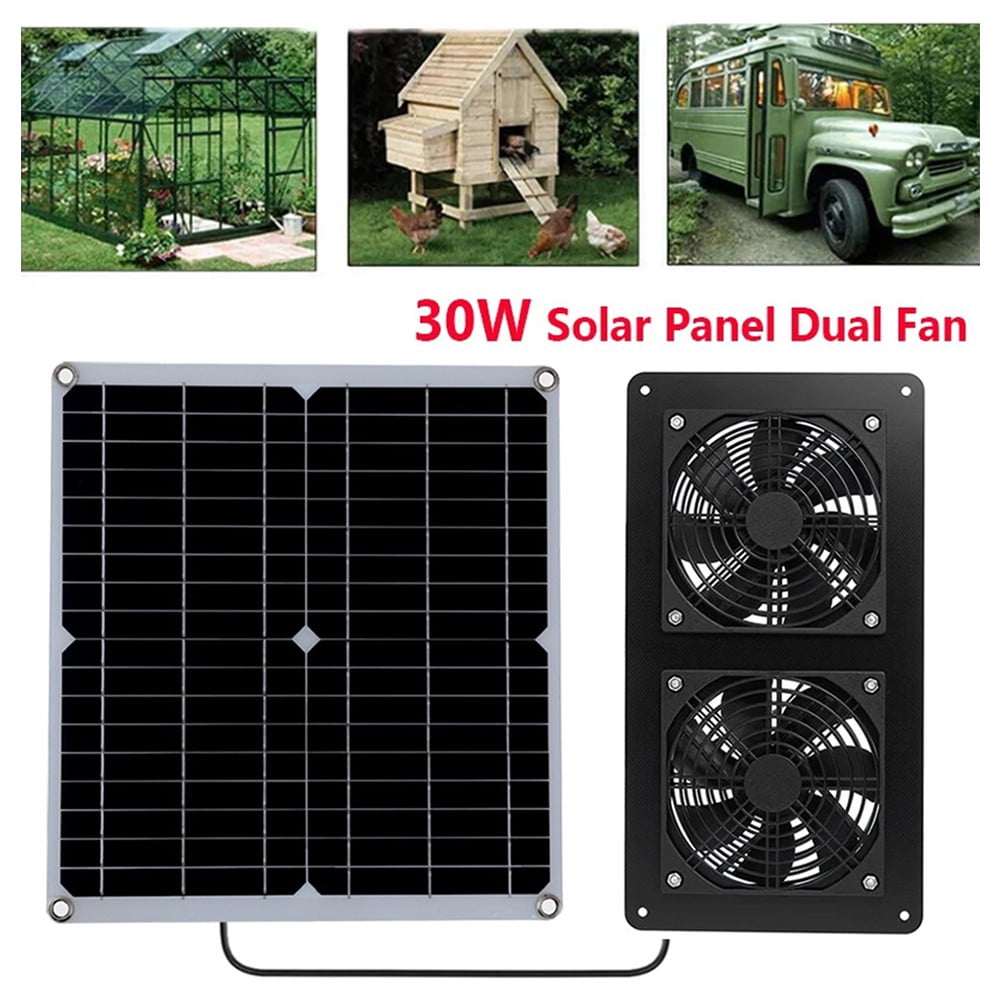 30W Outdoor Solar Exhaust Fan 12V Waterproof Solar Panel Air Extractor Fan For Dog Chicken Coop RV Greenhouse Fan Power Tools