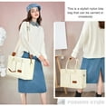 thumbnail image 2 of Gocvo Tote Bag for Women, Lightweight Puffer Bag with Diagonal Check, Quilted Tote Bag with Compartments for Travel, Work(Beige), 2 of 6