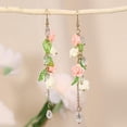 thumbnail image 3 of Elegant Flower Dangle Drop Hook Earrings for Women Acrylic Resin Pink Floral Leaf Long Tassel Chain Dangling Hook Earring Statement Fashion Summer Accessories Jewelry for Her Girlfriend, 3 of 6