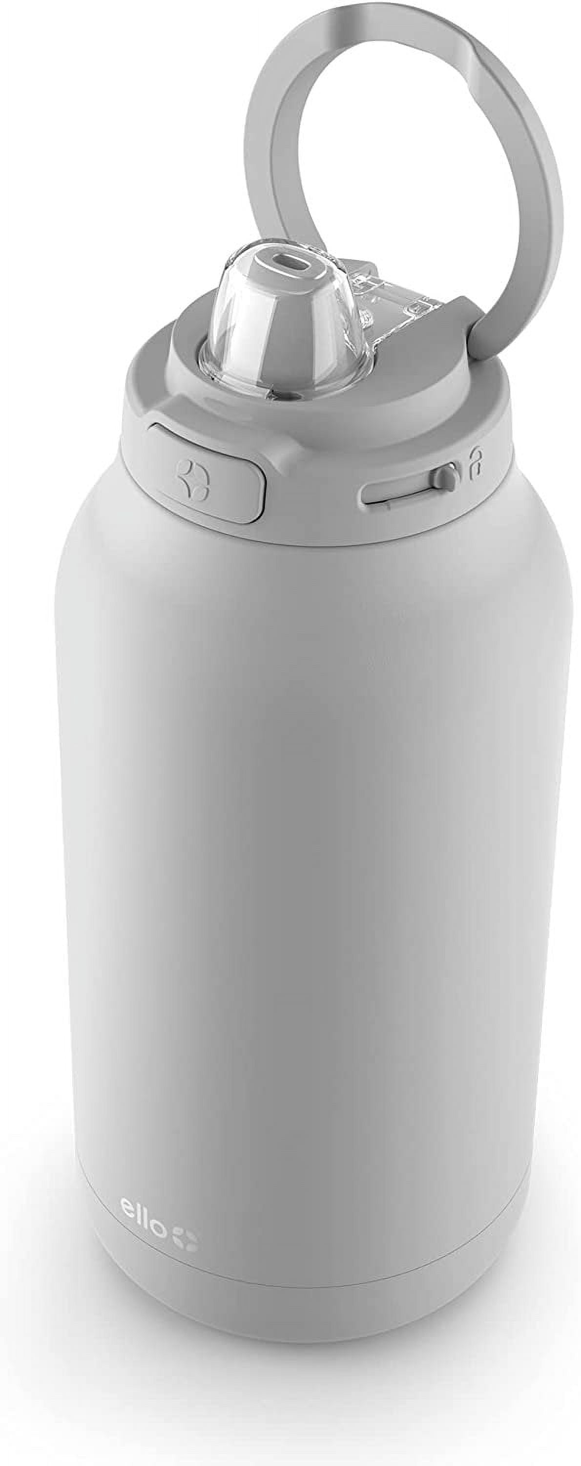 Ello Hydra Half Gallon Vacuum Insulated Stainless Steel Jug with Locking, Leak-Proof Lid and Soft Silicone Straw, Keeps Cold All Day, 64oz, Grey