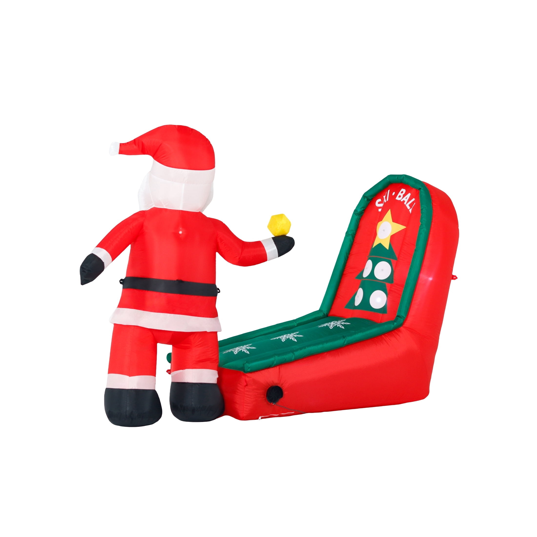 Multicolor Santa Ski Ball with Motion Lights Christmas Airblown Yard Inflatable, 8', by Holiday Time