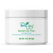 Emu Joy Banish My Pain Balm with Emu Oil, Arnica & Camphor - Extra Strength All Natural Pain Relieving Cream for Backaches, Joint Pains, Stiff Necks, Sore Muscles, Leg Cramps, Fibromyalgia (