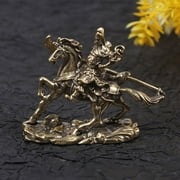 Brass God of Wealth Riding Horse Guan Gong Statue Home Decoration Accessories