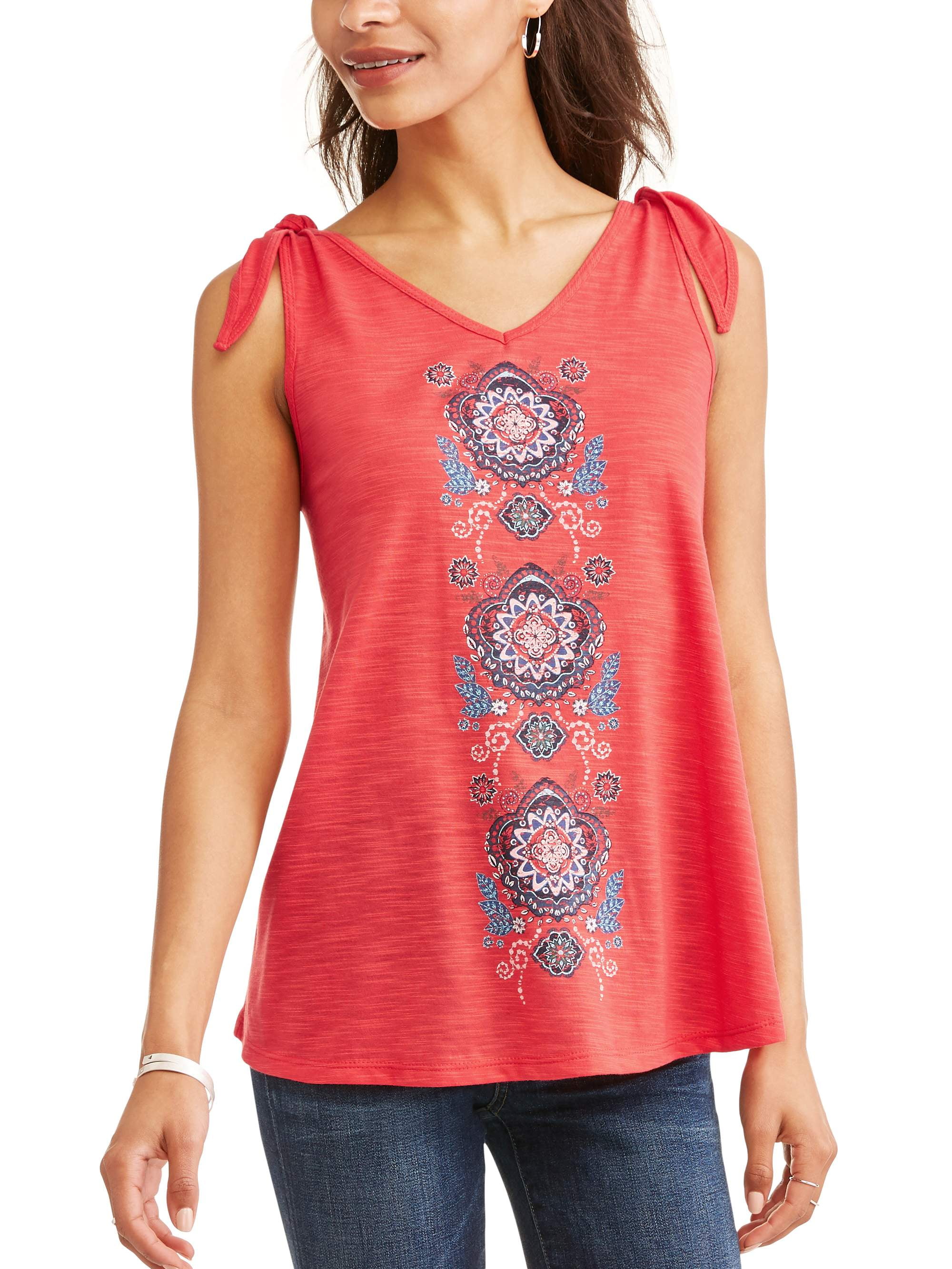 Women's Graphic Tank with Tie Detail