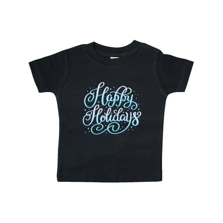

Inktastic Christmas Happy Holidays Hand Lettering in Blue Gift Baby Boy or Baby Girl T-Shirt