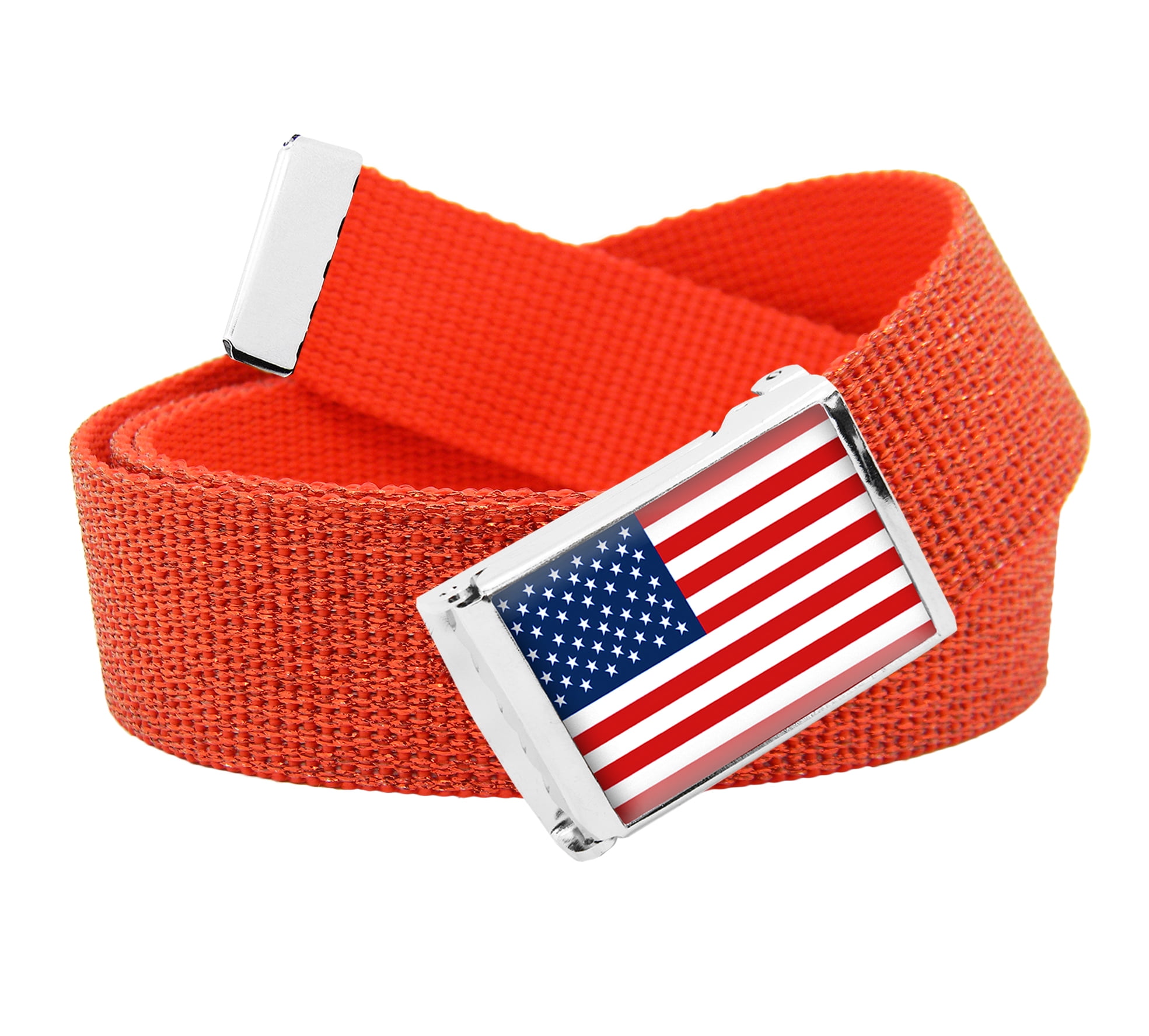 Build A Belt - American Flag Flip Top Men's Belt Buckle with Canvas Web