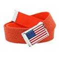 thumbnail image 1 of American Flag Flip Top Men's Belt Buckle with Canvas Web Belt X-Large Glitter Red, 1 of 3