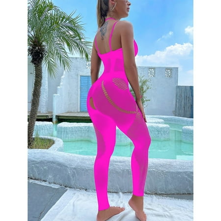 Generic Sexy Lingerie Sexy Fishnet Clothes Sling See-through Mesh Bodysuit Fishnet Clothes Suit Open Leggings Stockings