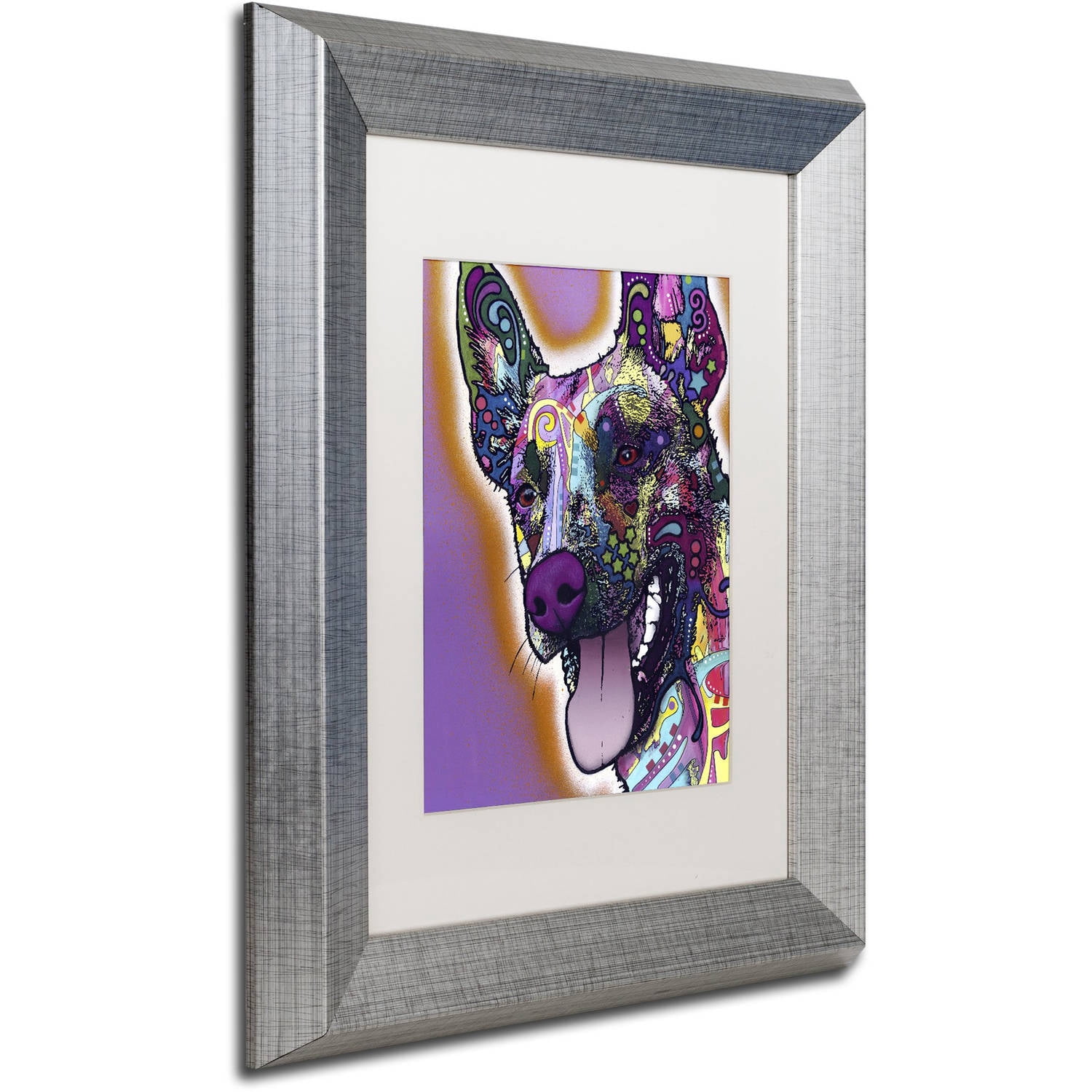 Trademark Fine Art "Malinois" Canvas Art by Dean Russo, White Matte, Silver Frame