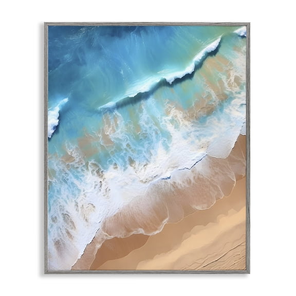 Stupell Industries Coastal Aerial Abstract Sea Waves Gray Framed Giclee Art, 24 x 30, by Petals Prints Design