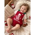 thumbnail image 6 of RUINIXCW Newborn Baby Girl Boy My First Christmas Outfit Corduroy Bubble Romper Overalls Letter Santa Hat Embroidery Sleeveless Jumpsuit Suspender Overall, 6 of 9