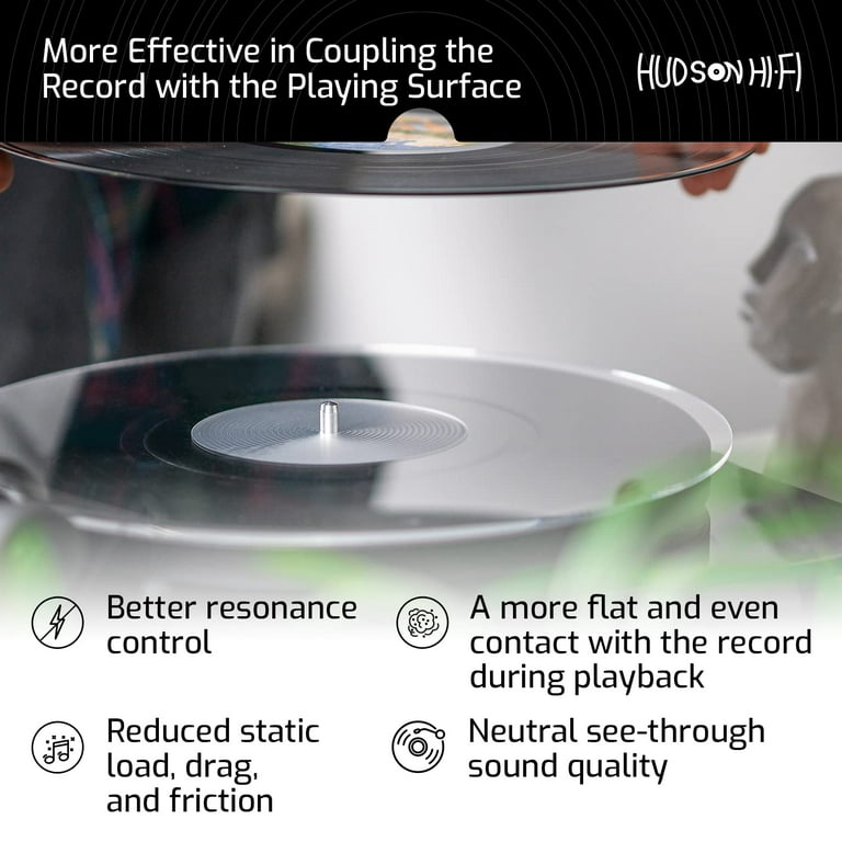 Acrylic Turntable Mat - 11.75 Transparent Vinyl Record Acrylic Mat -  Precision Machined Acrylic Turntable Platter Mat w/Record Label Recess -  See-Through Record Mat for 12 Turntable Platters 