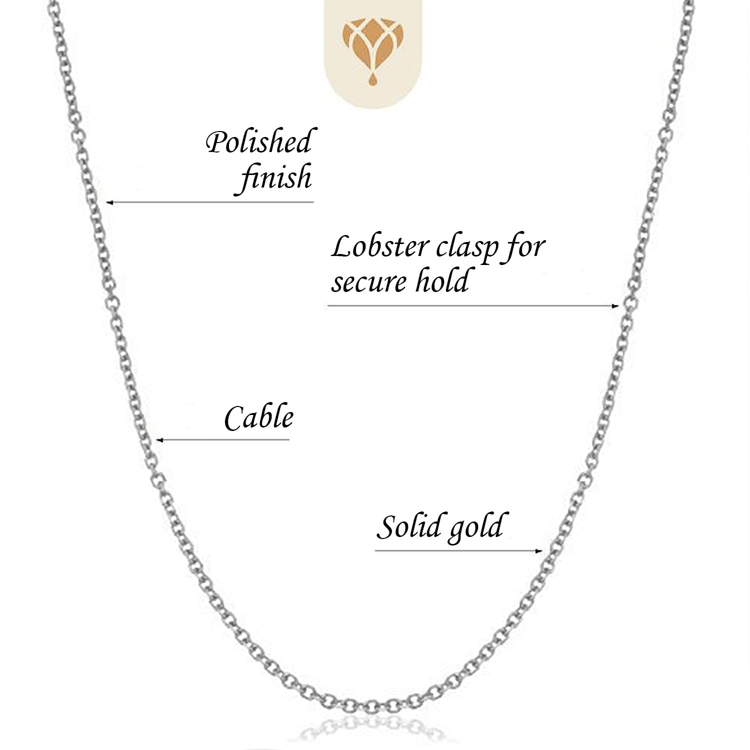 The Diamond Deal 10K White Gold 0.87mm Shiny Diamond Cut Lite Cable Link Chain Necklace for Pendants and Charms with Lobster-Claw Clasp (16" 18" or 20 inch)