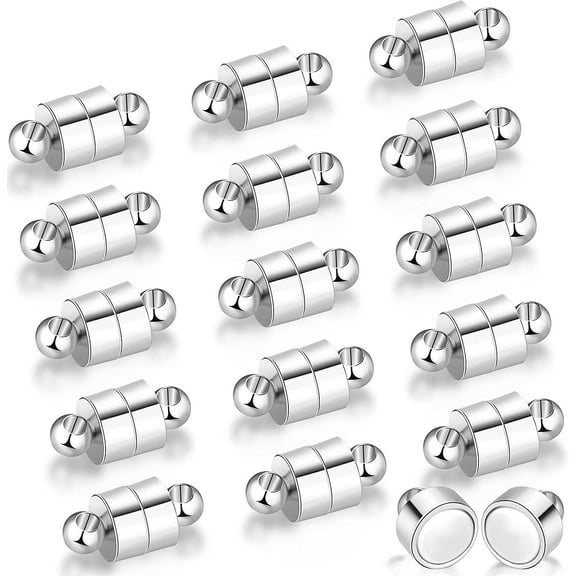 16 Pairs Magnetic Necklace Bracelet Clasps Magnet Converter Jewelry Clasps Extenders Locking Clasps for Bracelet Necklace Making (White)