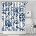 thumbnail image 2 of Mermaid Shower Curtain Waterproof Fabric with Plastic Hooks, Nautical Tropical Coral Seahorse Starfish Ocean Marine Beach Pattern Bathroom Shower Curtain, Vintage Seaside Summer Design, 2 of 5