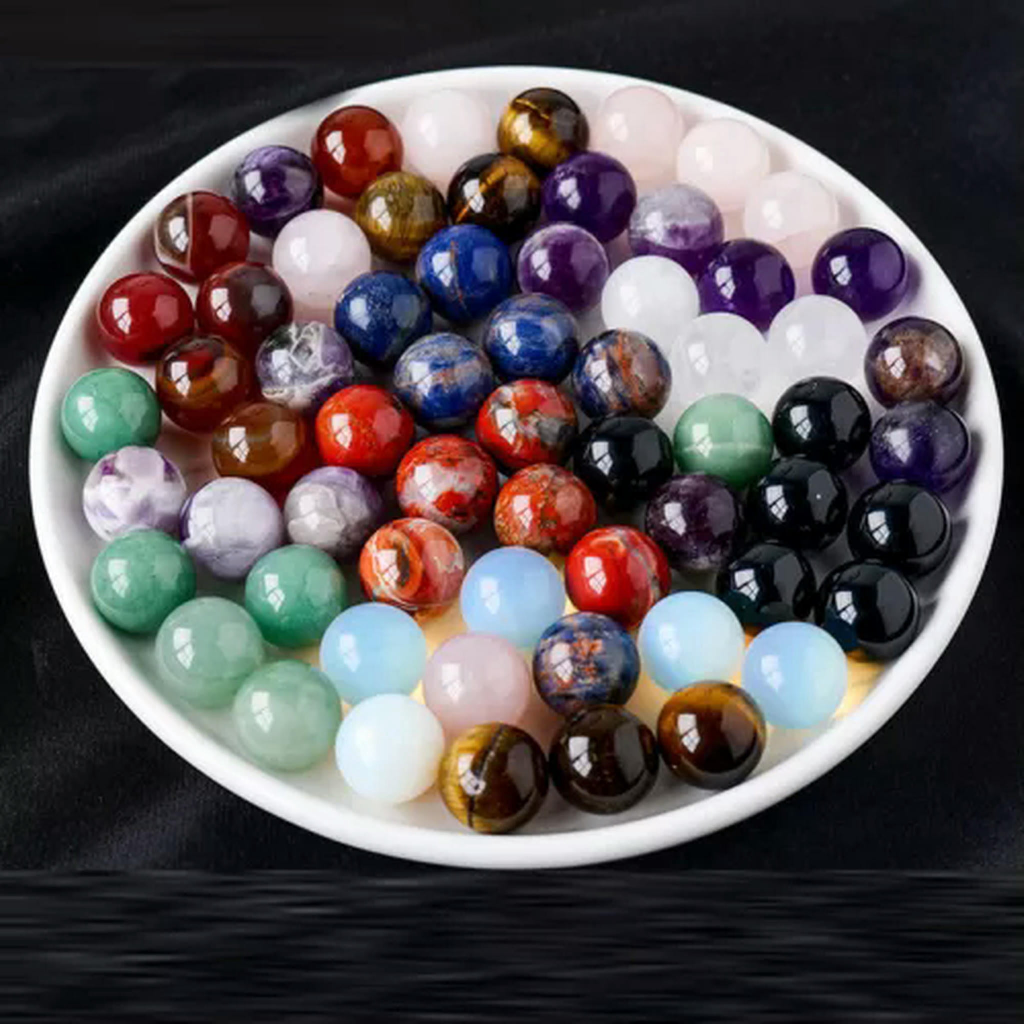 EOEMY Wholesale Mixed Natural Quartz Crystal Sphere Reiki Healing Energy Beads-10mm-50Pcs
