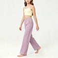thumbnail image 6 of nerohusy Kids Wide Leg Pants Girls Elastic High Waisted Sports Pants Casual Solid Full Length Leg Pants with Pockets 12-13 Years, 6 of 8