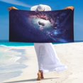 thumbnail image 3 of Zufioo Planets Stars And Galaxies Print Silver Fox Fleece Beach Towel 27.5x55in, Super Absorbent Bath Towel, Suitable for Adult Beach, Swimming Pool and Home Use-One Size, 3 of 6