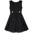 thumbnail image 3 of Girls Dress Black Button Back School Uniform Pleated Hem 10, 3 of 7
