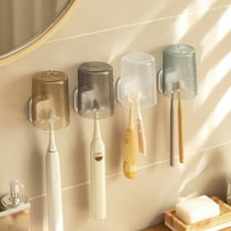 OFFIGAM 3pcs Wall-Mounted Toothbrush Holder Set PP Bathroom Organizer Storage Rack
