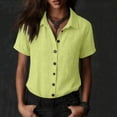 thumbnail image 4 of Ruimatai Women's Collared Button Down Rolled Sleeve Loose Fit Casual Blouses for Women Summer Everyday Wear, 4 of 7