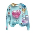 thumbnail image 2 of Valentines Outfits for Women Love Heart Print Sweatshirts Crewneck Graphic Sweatshirt Valentines Day Long Sleeve Shirts Cute Spring Tops, 2 of 5