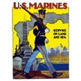 thumbnail image 2 of World War II poster of a U.S. Marine marching along a dock Poster Print, 2 of 2