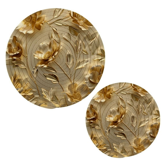 Luxury Gold Flower Pot Holders Set Trivets Hot Pads Cotton Mats for Cooking