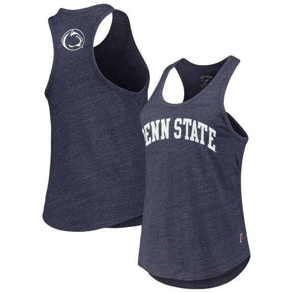 Women's League Collegiate Wear Heather Navy Penn State Nittany Lions Two-Hit Intramural Tri-Blend Scoop Neck Racerback