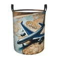 thumbnail image 1 of Fotbe Airplane World Map Adventure Cesto de Ropa con Asas, Cesto Impermeable de Gran Capacidad, Bolsa de Lavado para Dormitorio, Cesto de Ropa con Ruedas y Asas-Medium, 1 of 6