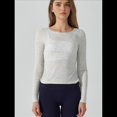 thumbnail image 4 of Camiseta Deportiva Informal de Cuello Redondo y Larga para Mujer, Estilo Jersey, para Otoño e Invierno, con Pliegues y Ajustada, para Yoga Gris XL, 4 of 8