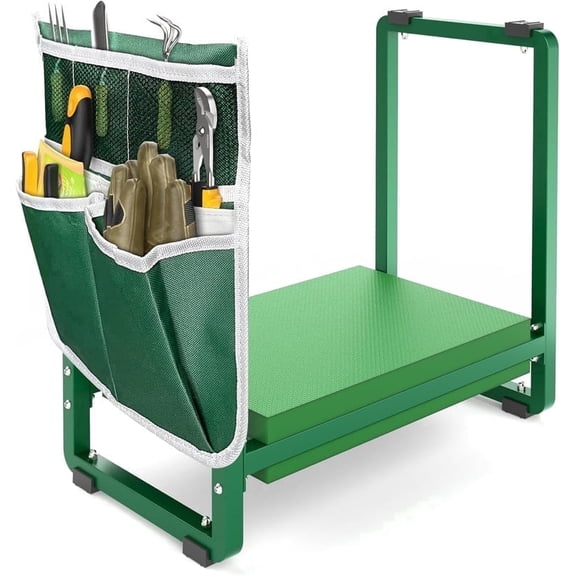 Aishkimo Garden Kneeler and Seat for Seniors, Soft Kneeling with Thicken Pad,10.2" Wider Garden Kneeler and Seat with Handle, Garden Accessories Outdoor,Gardening Gifts for Women Mom Men (Green)