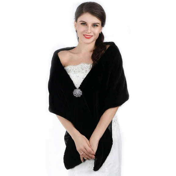 Long Wedding Faux Fur Wraps and Shawls Wedding Bridal Stole for Brides and Bridesmaids