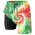 thumbnail image 4 of Men's Swim Trunks with Compression Liner Funny Quick Dry Baggy Elastic Drawstring Waist Mens Swimwear Gradient Trendy with Compression Liner Swimming Shorts for Men,Green,XXXXL, 4 of 4