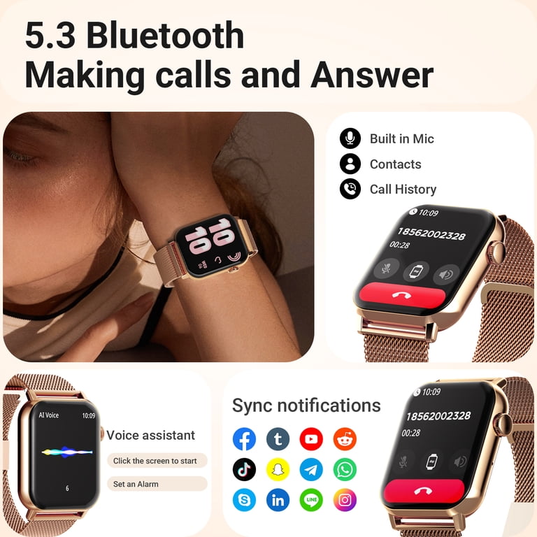 FPZMIU 1.83'' HD Fitness Smart Watch Gold photo 4