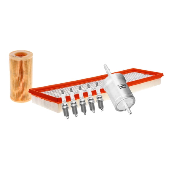 Kit De Bujías Iridio, Filtro De Aire, Filtro De Aceite Y Filtro De Combustible 8 PIEZAS Afinación Sin Aceite Compatible con Bora 2006 A 2010 Volkswagen L5 2.5L