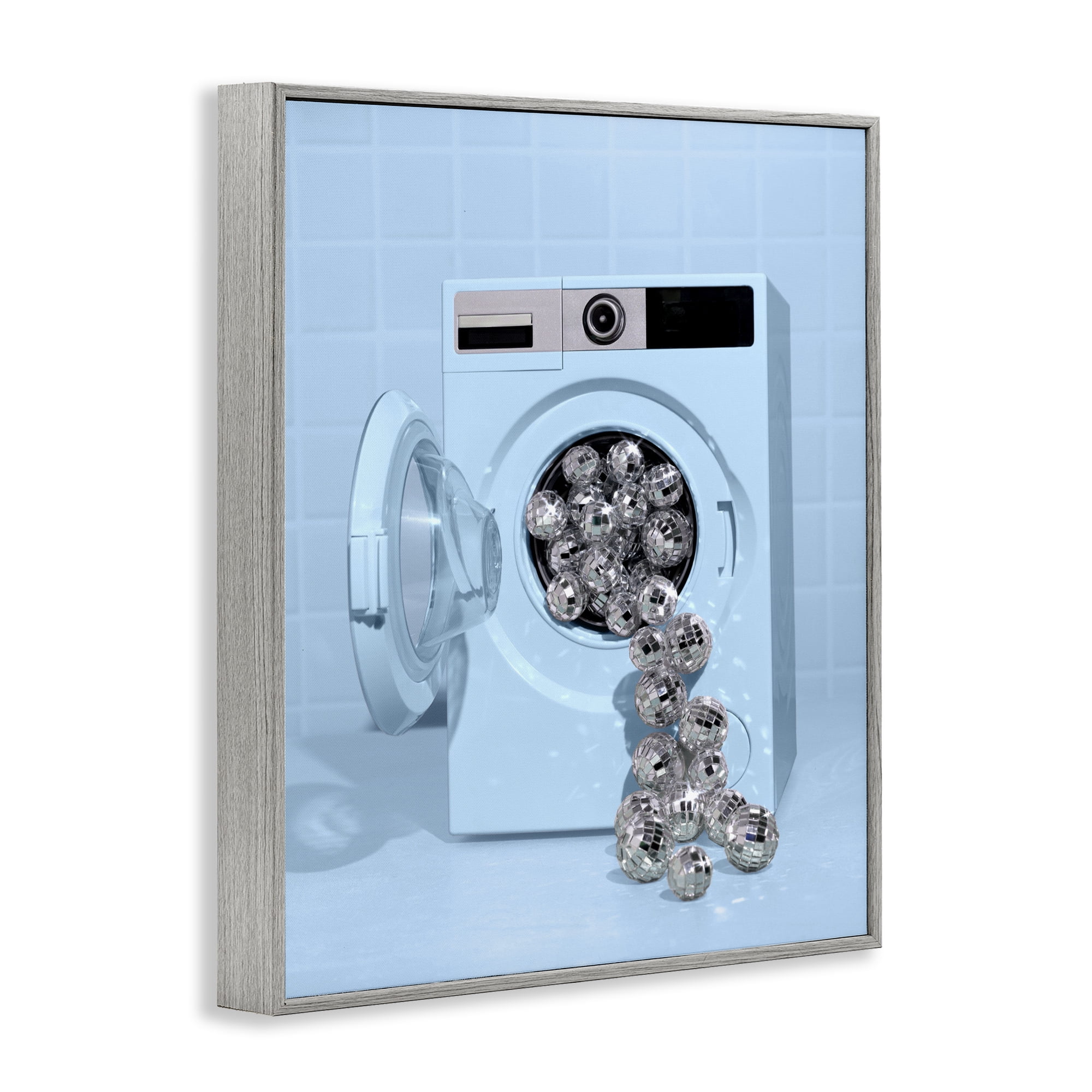 Stupell Industries Disco Laundry Machine over Blue Gray Framed Giclee Art, design by LISH Creative