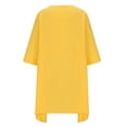 thumbnail image 6 of Mrat Sundresses for Women Linen Cotton Solid 3/4 Sleeve Round Neck Knee Length Midi Casual Beach Dresses S-43 Yellow 4XL, 6 of 6