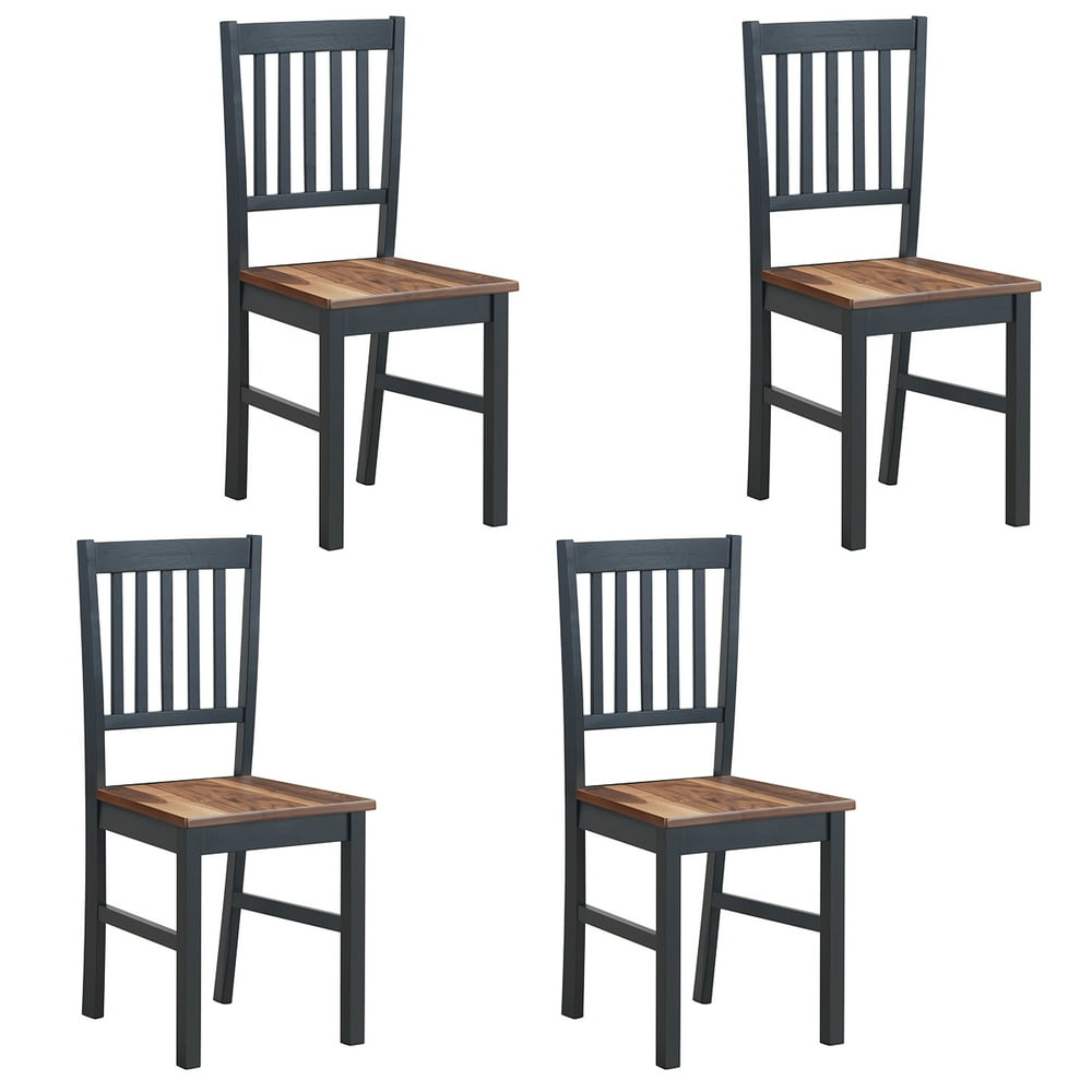 Set of 4 Dining Chair Kitchen Black Spindle Back Side Chair with Solid