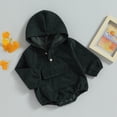thumbnail image 3 of Okbabeha Baby Boy Girl Bubble Romper Corduroy Sweatshirt Hoodied Onesie Solid Color Long Sleeve Button Down Bodysuit Overalls, 3 of 8