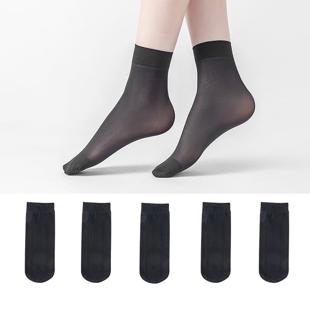 Lot de 10 Chaussettes en Nylon pour Femmes, Collants à la Cheville