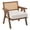 Beige, variant on Mid Century Modern Accent Chair, Comfy Chairs with Wood Legs, Rattan Backrest & Thick Linen Cushion, Armchair for Bedroom Living Room Balcony Apartment