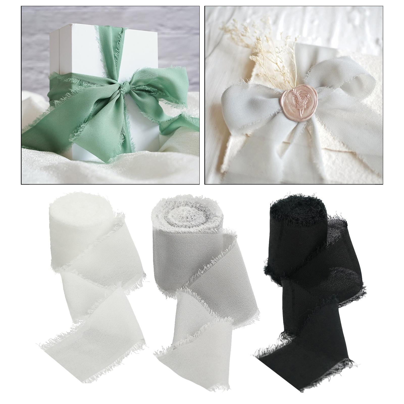 FVDPWYE 6 Rolls Fringe Chiffon Silk Ribbon Bridal Bouquets Gift Wrapping Frayed Edges Blue Series