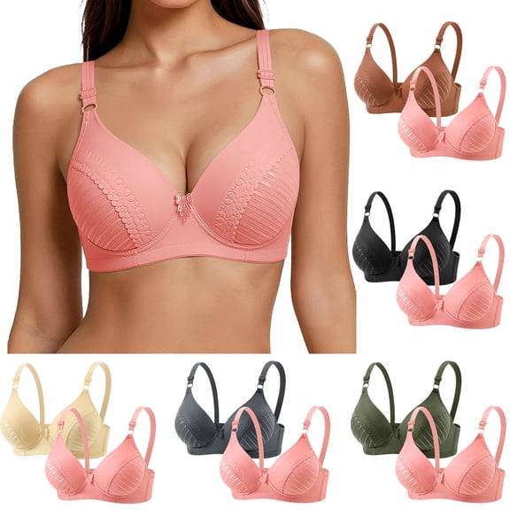 High Stretch Soft Women Push up Bra 2 Pack, Fashion Sports Bra with Adjustable Straps Comfort Support Intimates for Daily Everyday Wearing Gray