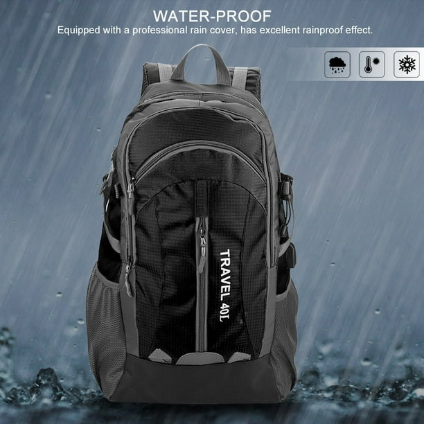 HWJIANFENG USB Charging Backpack Sports Travel Waterproof Men Casual Notebook Backpack Black