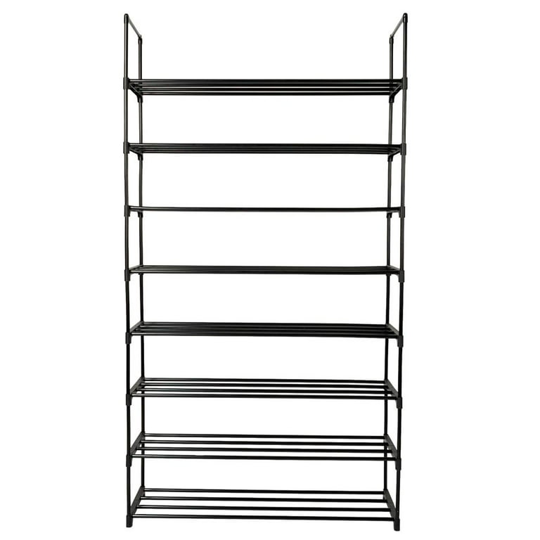  VTRIN Large Shoe Rack Organizer, tall metal rack Holds 62-66  Pairs, 8 Tiers Space Saving Shoe Shelf Storage with Side hanging pockets  for Living Room Entryway Garage Black : Home & Kitchen