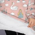 thumbnail image 3 of Oversized Wearable Blanket Hoodie,Swan Princess Castle Pattern Sherpa Blanket Hoodie with Super Pockets,Super Warm Fuzzy Pullover for Women & Men, 3 of 6