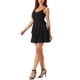 thumbnail image 4 of INSPIRE CHIC Vestido de tirantes de espagueti para mujeres con volantes peplum, vestido mini casual con cruce S Negro, 4 of 5